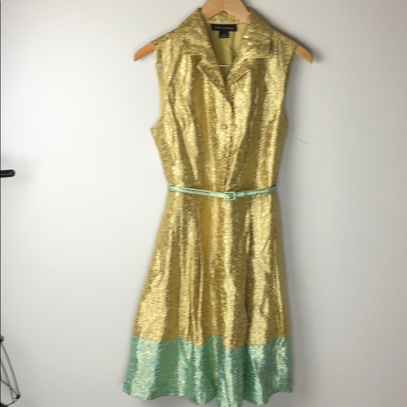 Duro Olowu Dresses & Skirts - Duro Olowu Gold & Teal Metallic Tapestry Dress